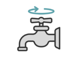 蛇口を締める、節水のアイコン（線画カラー）の無料イラスト｜透過PNG・商用利用OK