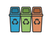 資源ごみ回収ボックスのアイコン（線画カラー）の無料イラスト｜透過PNG・商用利用OK