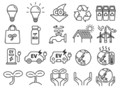 エコ・環境保護・SDGsのアイコン（線画）の無料イラストセット｜透過PNG・商用利用OK