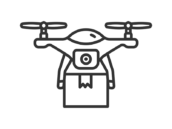 配送用ドローンのアイコン（線画）の無料イラスト｜透過PNG・商用利用OK
