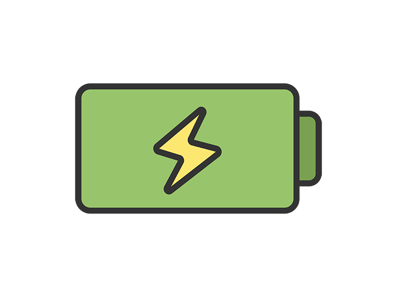 バッテリーのアイコン（線画カラー）の無料イラスト｜透過PNG・商用利用OK