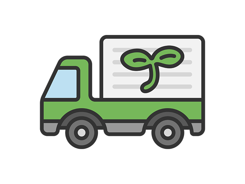 Free illustration of eco truck icon (line drawing color)