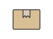 梱包された、段ボールのアイコン（線画カラー）の無料イラスト｜透過PNG・商用利用OK