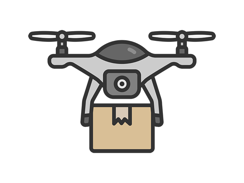 Free illustration of delivery drone icon (line drawing color)
