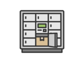 宅配ロッカーのアイコン（線画カラー）の無料イラスト｜透過PNG・商用利用OK