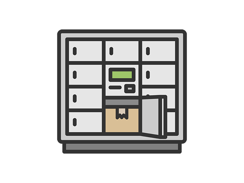 Free illustration of delivery locker icon (line drawing color)
