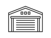 シャッターが閉まった、倉庫のアイコン（線画）の無料イラスト｜透過PNG・商用利用OK