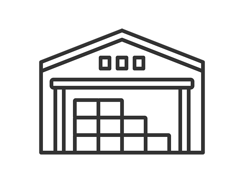 物流倉庫のアイコン（線画）の無料イラスト｜透過PNG・商用利用OK