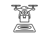 配送用ドローンポートのアイコン（線画）の無料イラスト｜透過PNG・商用利用OK