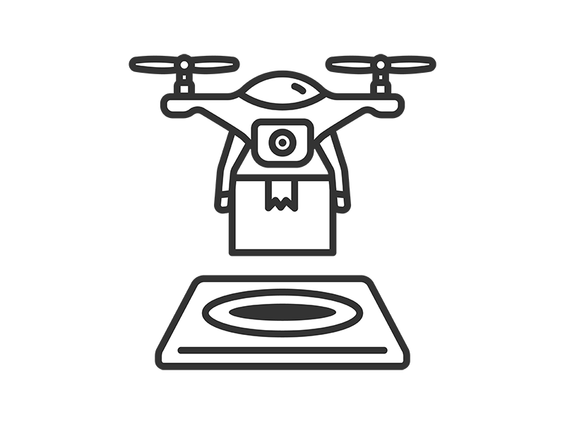 配送用ドローンポートのアイコン（線画）の無料イラスト｜透過PNG・商用利用OK