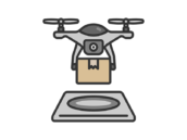 配送用ドローンポートのアイコン（線画カラー）の無料イラスト｜透過PNG・商用利用OK