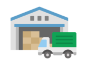 物流倉庫とトラックのアイコンの無料イラスト｜透過PNG・商用利用OK