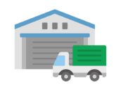 倉庫とトラックのアイコンの無料イラスト｜透過PNG・商用利用OK