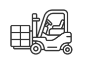 荷物を運ぶ、フォークリフトのアイコン（線画）の無料イラスト｜透過PNG・商用利用OK