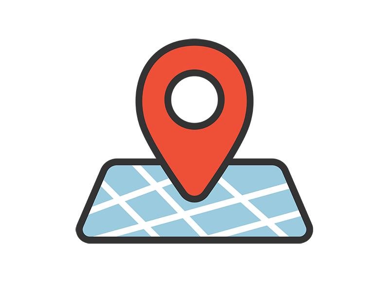 地図上のマップピンのアイコン（線画カラー）の無料イラスト｜透過PNG・商用利用OK