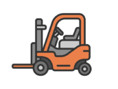 フォークリフトのアイコン（線画カラー）の無料イラスト｜透過PNG・商用利用OK