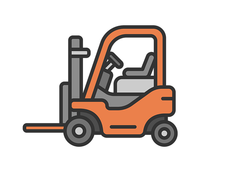 フォークリフトのアイコン（線画カラー）の無料イラスト｜透過PNG・商用利用OK