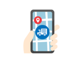 トラックでの配送状況確認のアイコンの無料イラスト｜透過PNG・商用利用OK