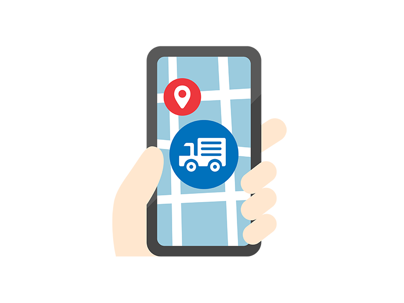 トラックでの配送状況確認のアイコンの無料イラスト｜透過PNG・商用利用OK