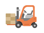 荷物を運ぶ、フォークリフトのアイコンの無料イラスト｜透過PNG・商用利用OK