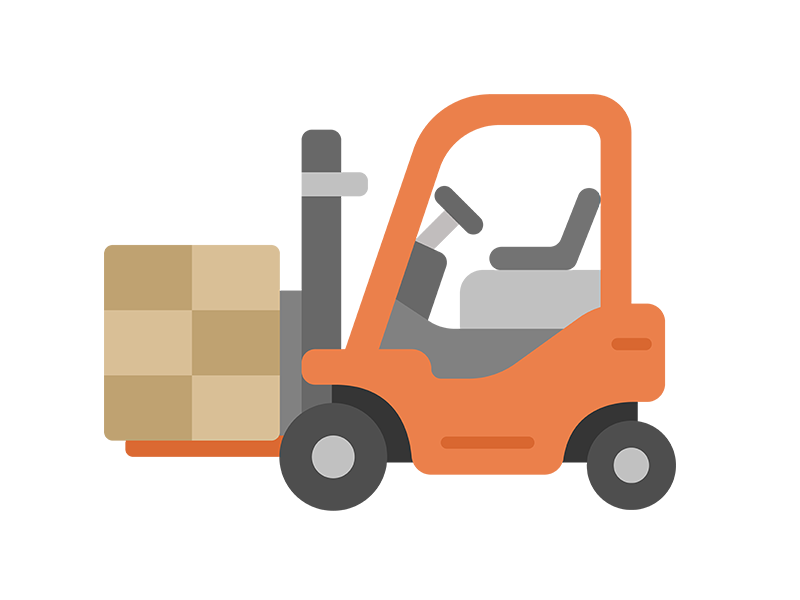 荷物を運ぶ、フォークリフトのアイコンの無料イラスト｜透過PNG・商用利用OK