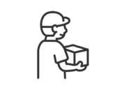 荷物を持った、宅配業者のアイコン（線画）の無料イラスト｜透過PNG・商用利用OK