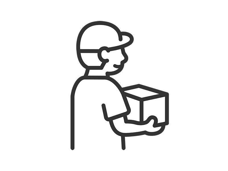 荷物を持った、宅配業者のアイコン（線画）の無料イラスト｜透過PNG・商用利用OK