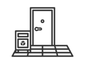 玄関先においた、宅配ボックスのアイコン（線画）の無料イラスト｜透過PNG・商用利用OK