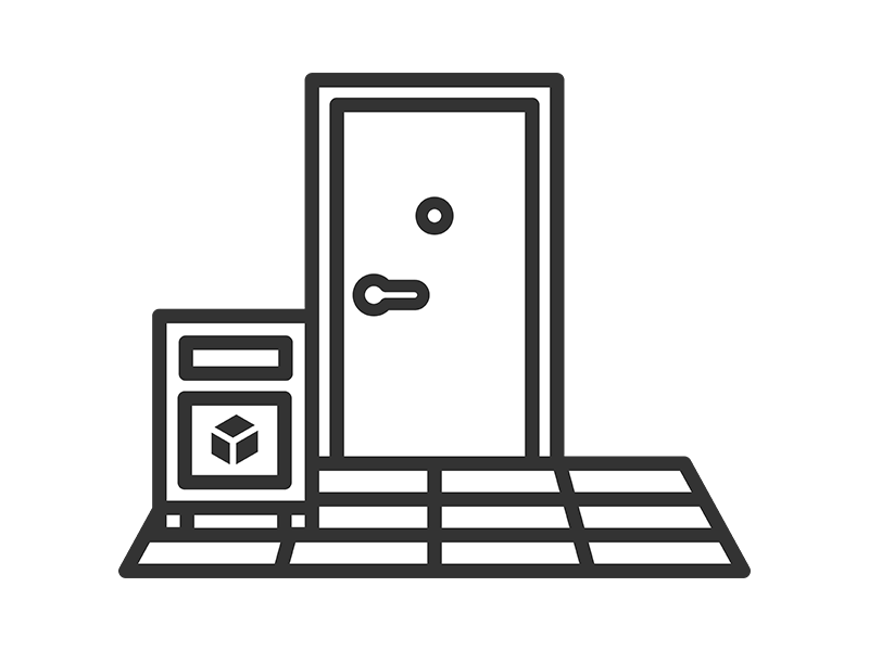 玄関先においた、宅配ボックスのアイコン（線画）の無料イラスト｜透過PNG・商用利用OK