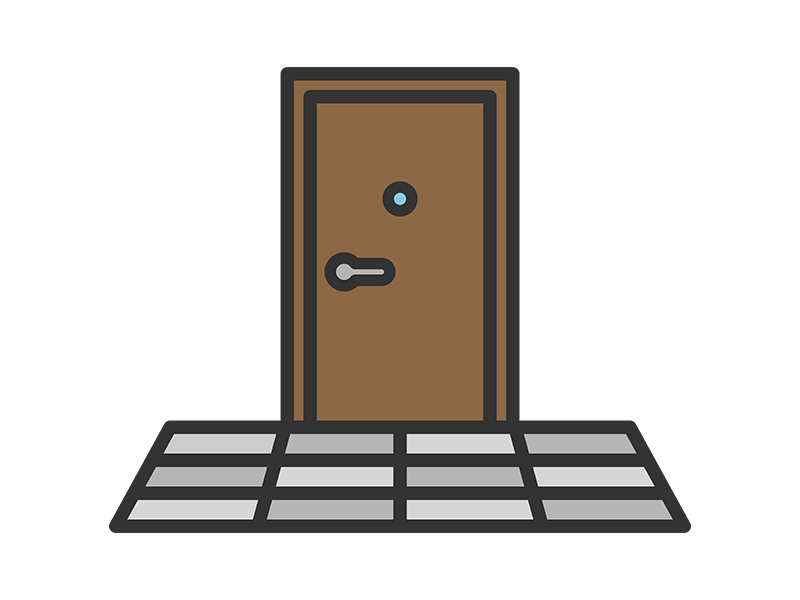 玄関ドアのアイコン（線画カラー）の無料イラスト｜透過PNG・商用利用OK