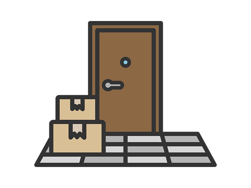 置き配のアイコン（線画カラー）の無料イラスト｜透過PNG・商用利用OK