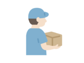 荷物を持った、宅配業者のアイコンの無料イラスト｜透過PNG・商用利用OK