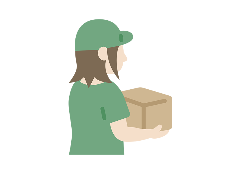 荷物を持った、女性の宅配業者のアイコンの無料イラスト｜透過PNG・商用利用OK