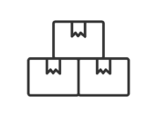 積み重ねた、梱包された段ボールのアイコン（線画）の無料イラスト｜透過PNG・商用利用OK