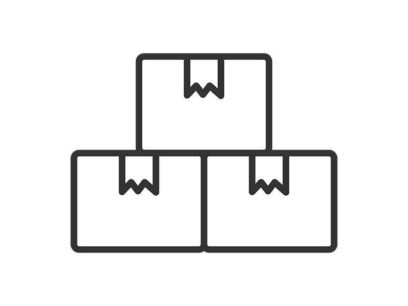 積み重ねた、梱包された段ボールのアイコン（線画）の無料イラスト｜透過PNG・商用利用OK