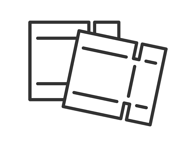 組み立て前の、段ボールのアイコン（線画）の無料イラスト｜透過PNG・商用利用OK