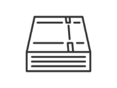 積み重ねた、組み立て前の段ボールのアイコン（線画）の無料イラスト｜透過PNG・商用利用OK