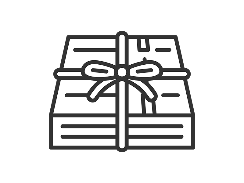 紐でくくった、段ボールのアイコン（線画）の無料イラスト｜透過PNG・商用利用OK