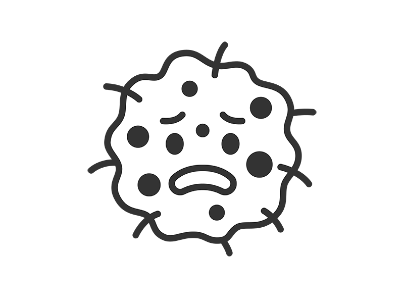 カビのキャラクターのアイコン（線画）の無料イラスト｜透過PNG・商用利用OK