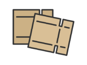 組み立て前の、段ボールのアイコン（線画カラー）の無料イラスト｜透過PNG・商用利用OK