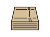 積み重ねた、組み立て前の段ボールのアイコン（線画カラー）の無料イラスト｜透過PNG・商用利用OK