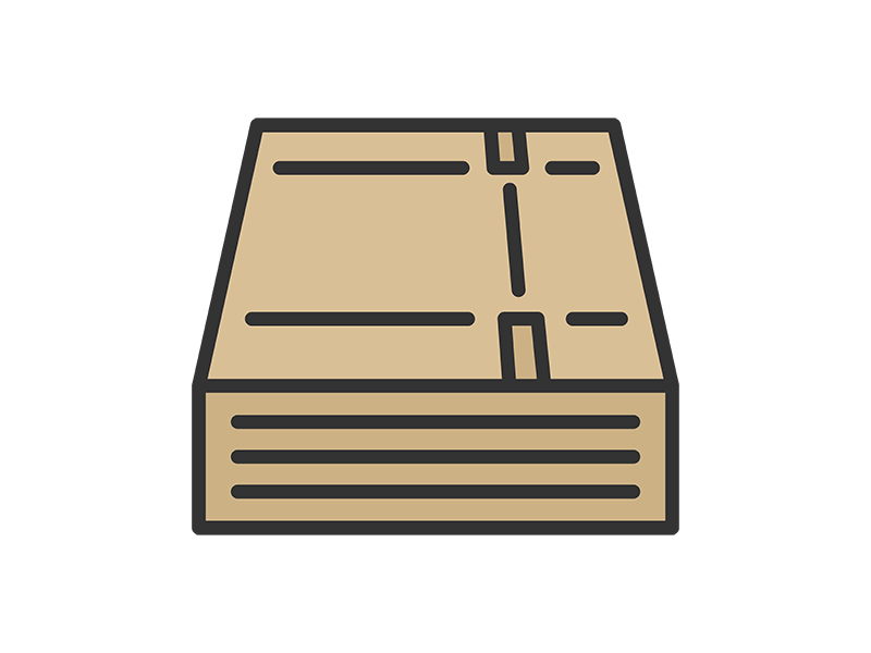 積み重ねた、組み立て前の段ボールのアイコン（線画カラー）の無料イラスト｜透過PNG・商用利用OK