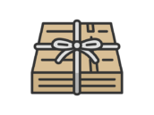 紐でくくった、段ボールのアイコン（線画カラー）の無料イラスト｜透過PNG・商用利用OK