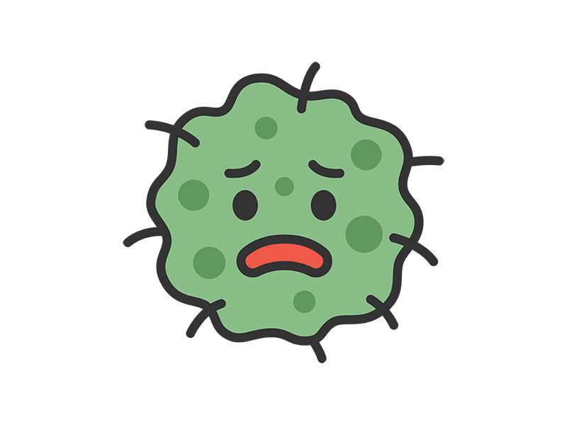 カビのキャラクターのアイコン（線画カラー）の無料イラスト｜透過PNG・商用利用OK
