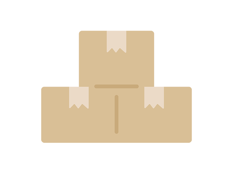 積み重ねた、梱包された段ボールのアイコンの無料イラスト｜透過PNG・商用利用OK