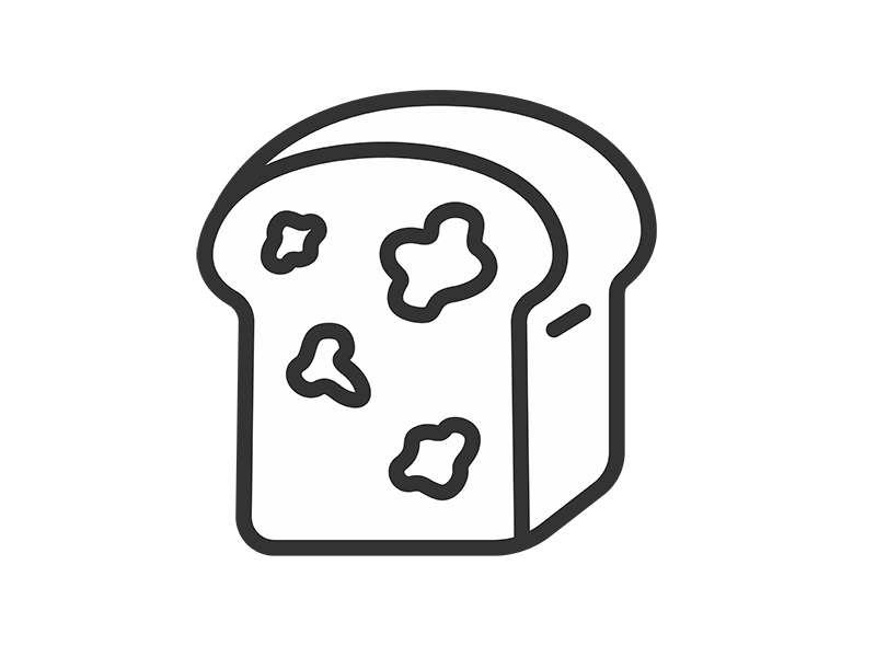 カビの生えた、食パンのアイコン（線画）の無料イラスト｜透過PNG・商用利用OK