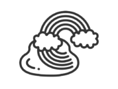 水溜りにうつった、虹のアイコン（線画）の無料イラスト｜透過PNG・商用利用OK