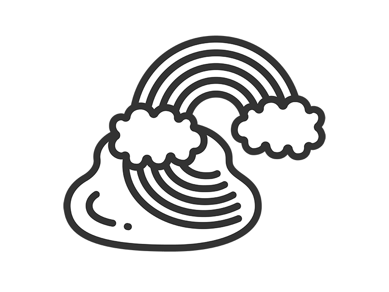 水溜りにうつった、虹のアイコン（線画）の無料イラスト｜透過PNG・商用利用OK