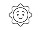 笑顔の太陽のキャラクターのアイコン（線画）の無料イラスト｜透過PNG・商用利用OK