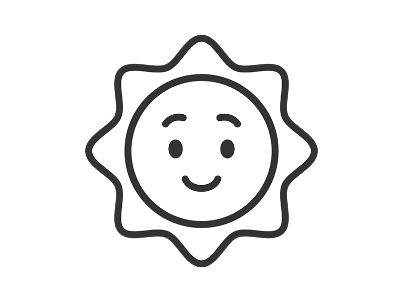 笑顔の太陽のキャラクターのアイコン（線画）の無料イラスト｜透過PNG・商用利用OK